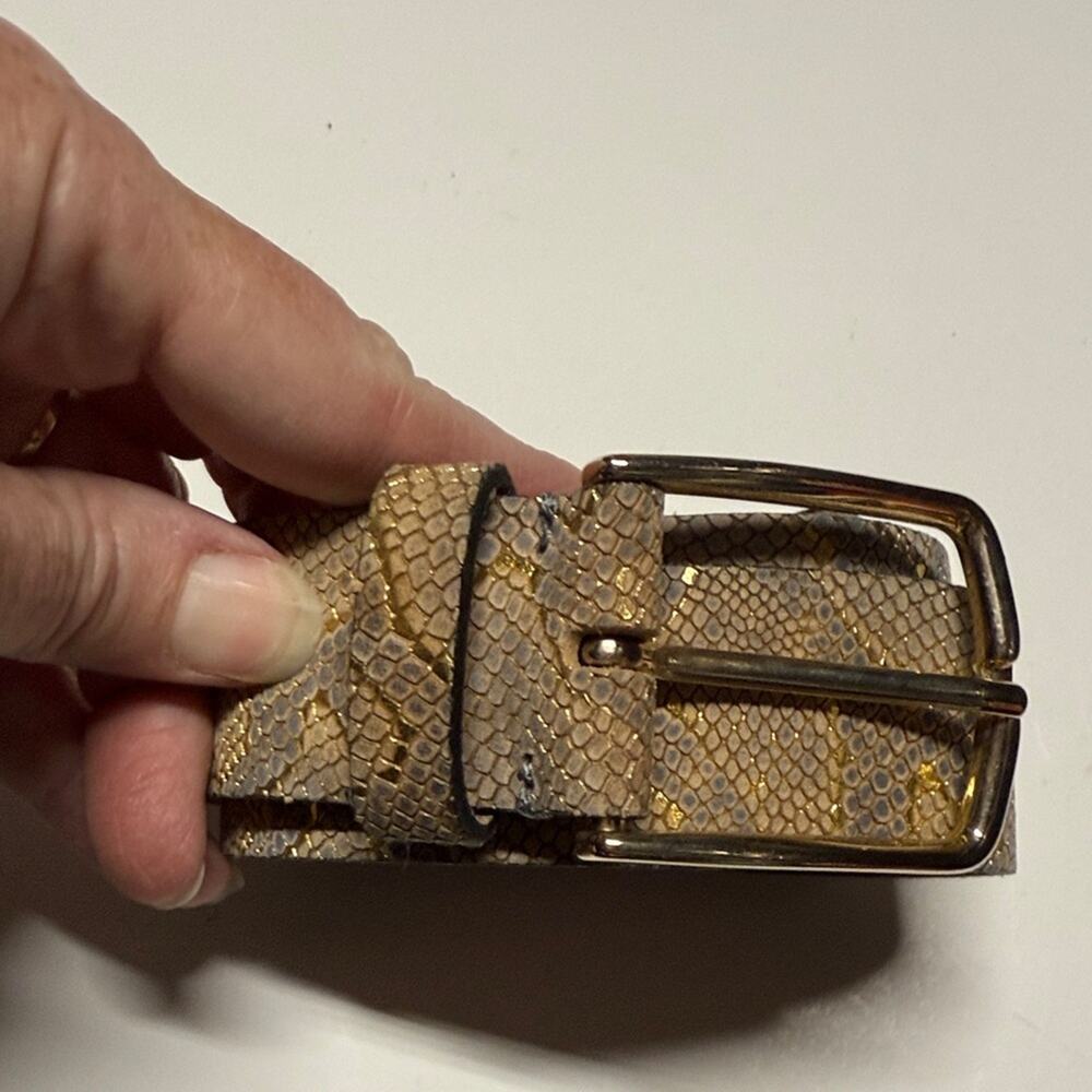 Vanzetti Reptile Patterned Leather Belt Gold Buckle